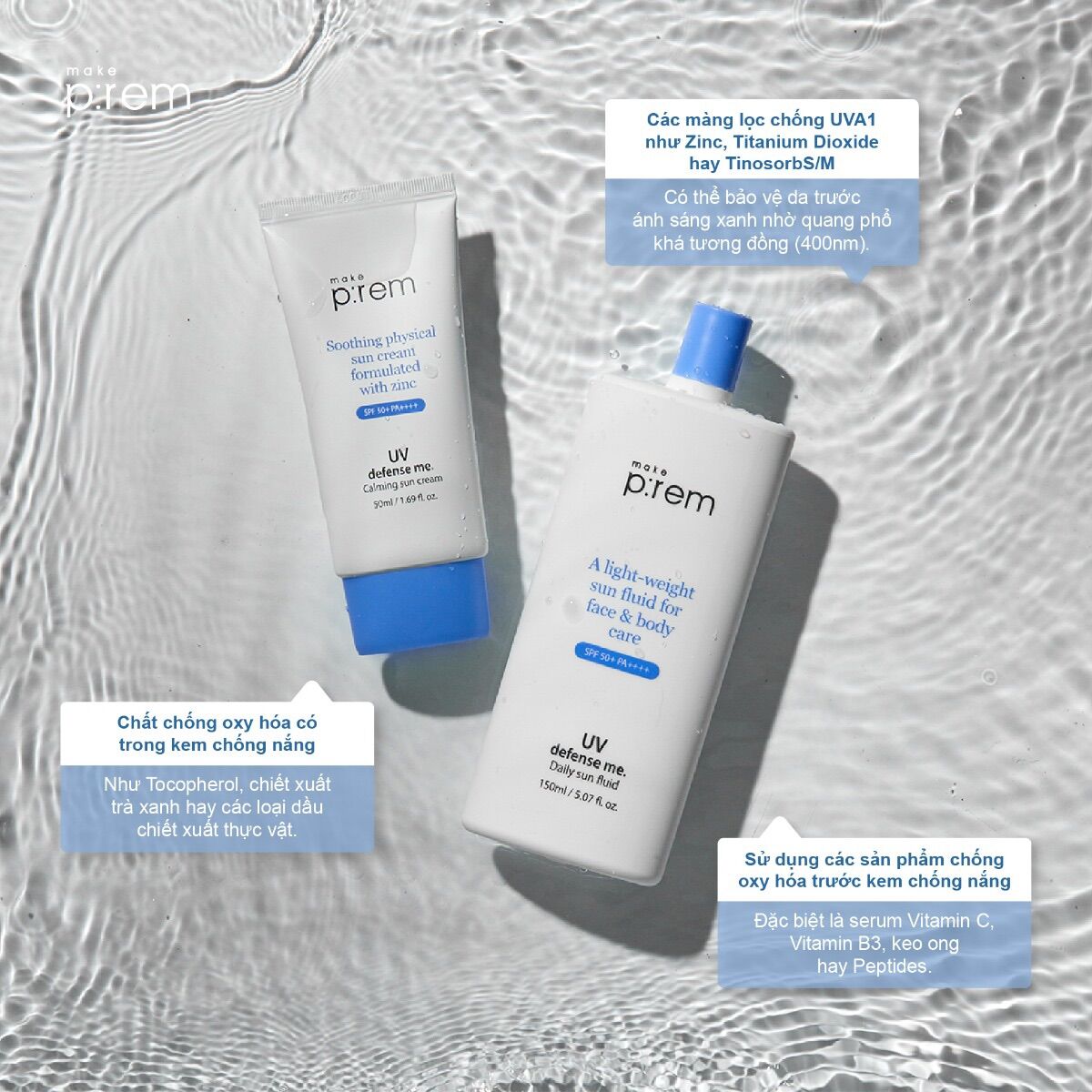 [FreeshipMAX] Kem Chống Nắng Mặt & Body Make Prem Sun Fluid