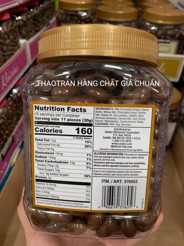 MILK CHOCOLATE ALMONDS KIRKLAND -DATE T11/2022