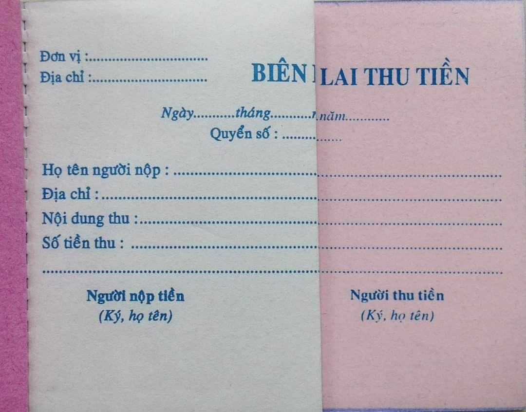 [HCM]5 quyển - Biên lai thu tiền 2 liên - Giấy đẹp láng mịn và nhận mực tốt