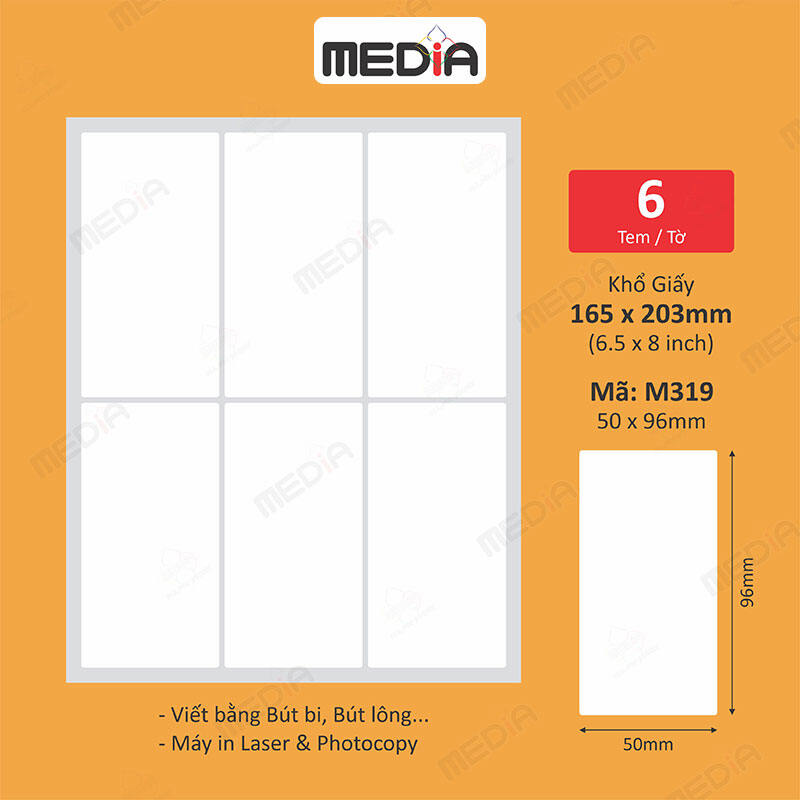 Giấy nhãn dán ghi chú văn phòng phẩm  A5 10 tờ Giấy decal in nhãn dán tem dán Tem dán media decal to