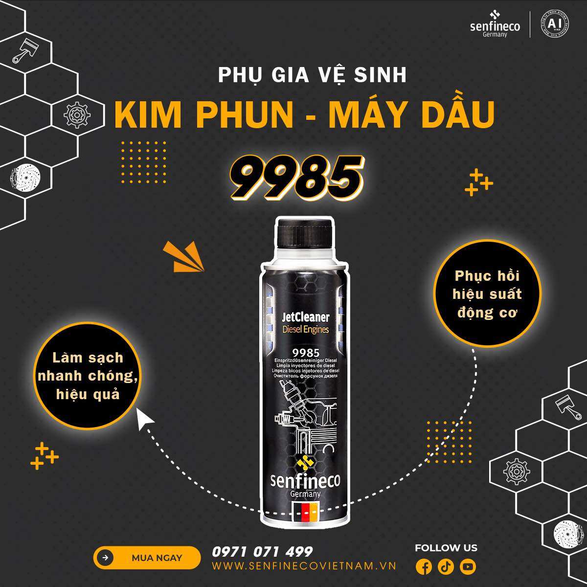 Phụ gia vệ sinh kim phun súc béc cho xe máy dầu 9985 Senfineco
