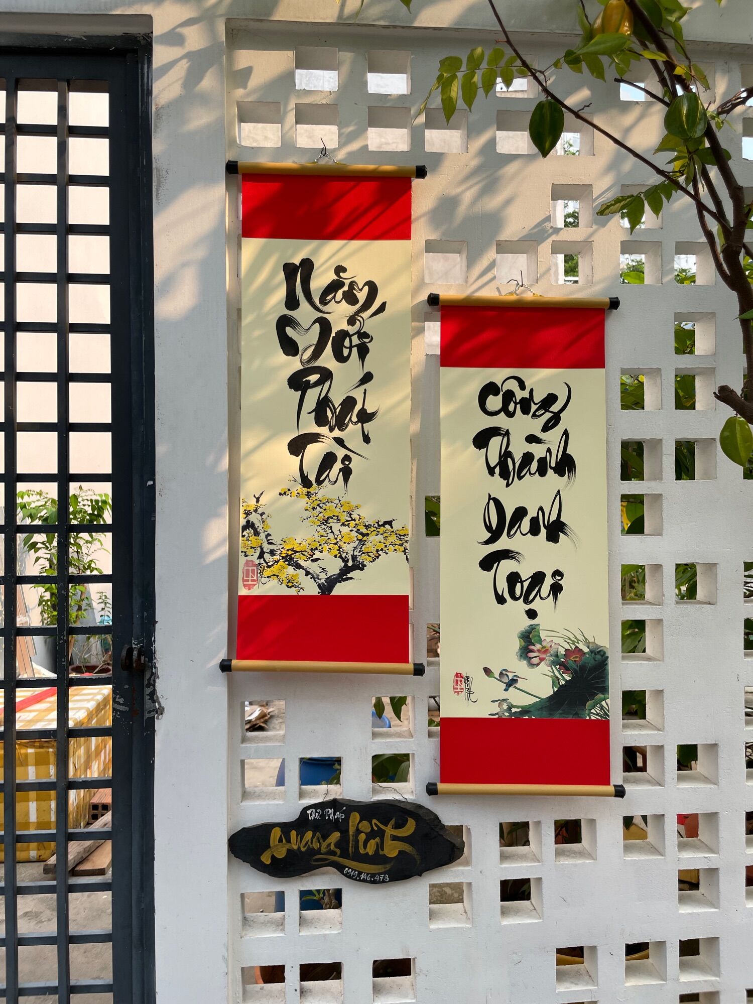 Câu đối thư pháp 20*54cm