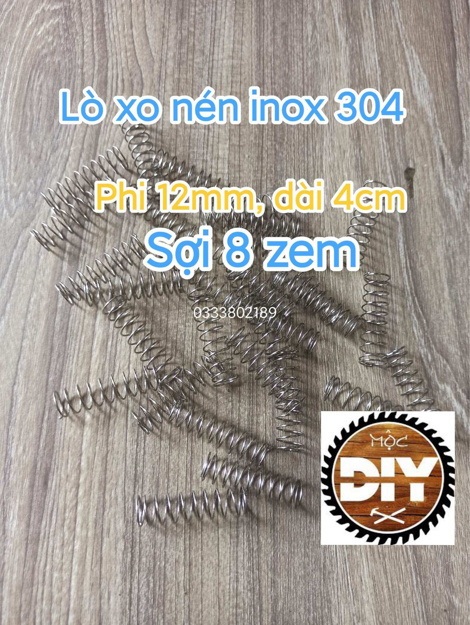 Lò xo nén inox phi 12, dài 4cm, sợi 8zem