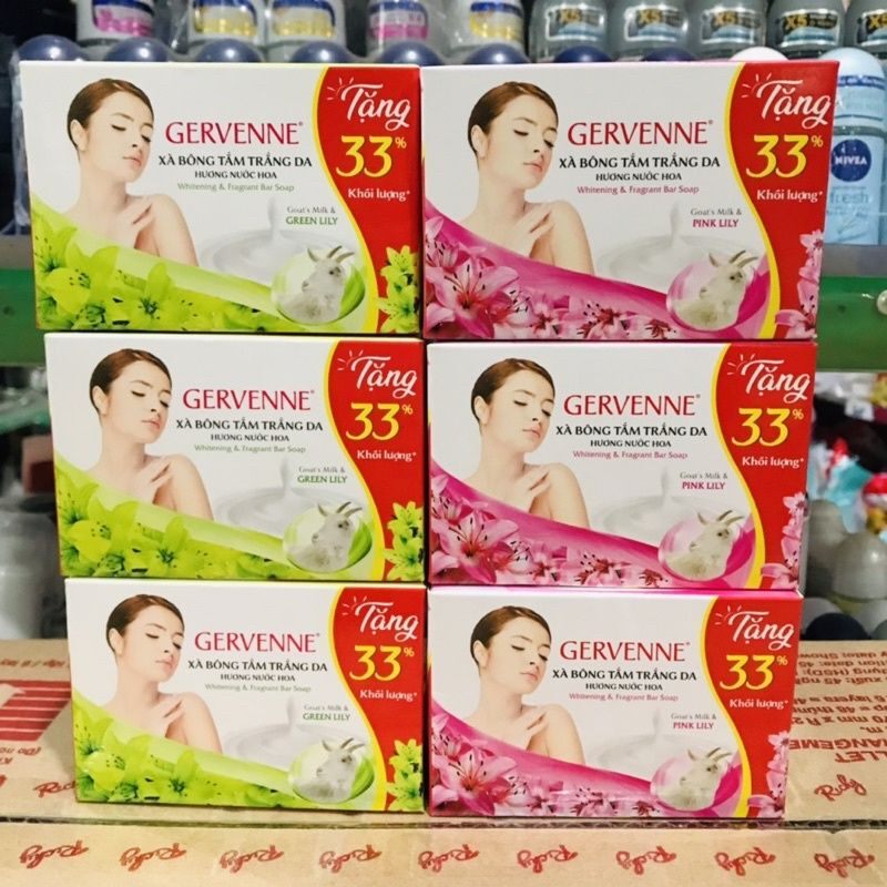 Xà bông/ Xà phòng tắm trắng da hương nước hoa Gervenne cục 120g/Lux cục 85g
