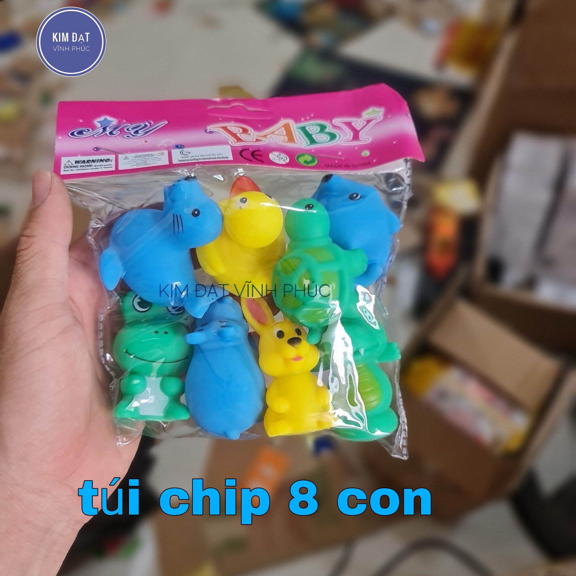 Đồ chơi chip chip thả bồn tắm . bóp phát tiếng kêu . bộ 8 thú chip cho bé