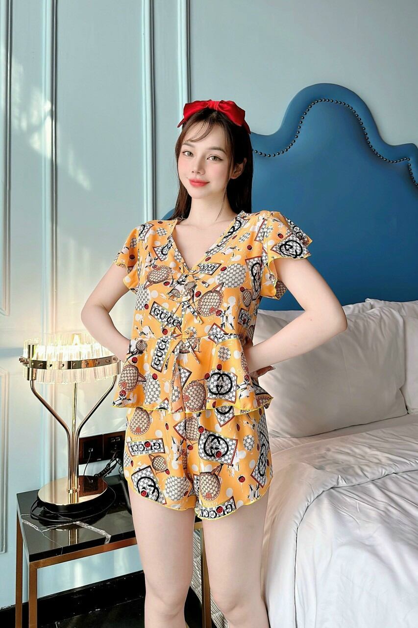 Đồ bộ đùi nữ mặc nhà vải lụa mango - M06