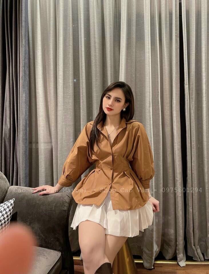 55-90kg Bigsize ÁO SƠ MI PEPLUM CHIẾT EO