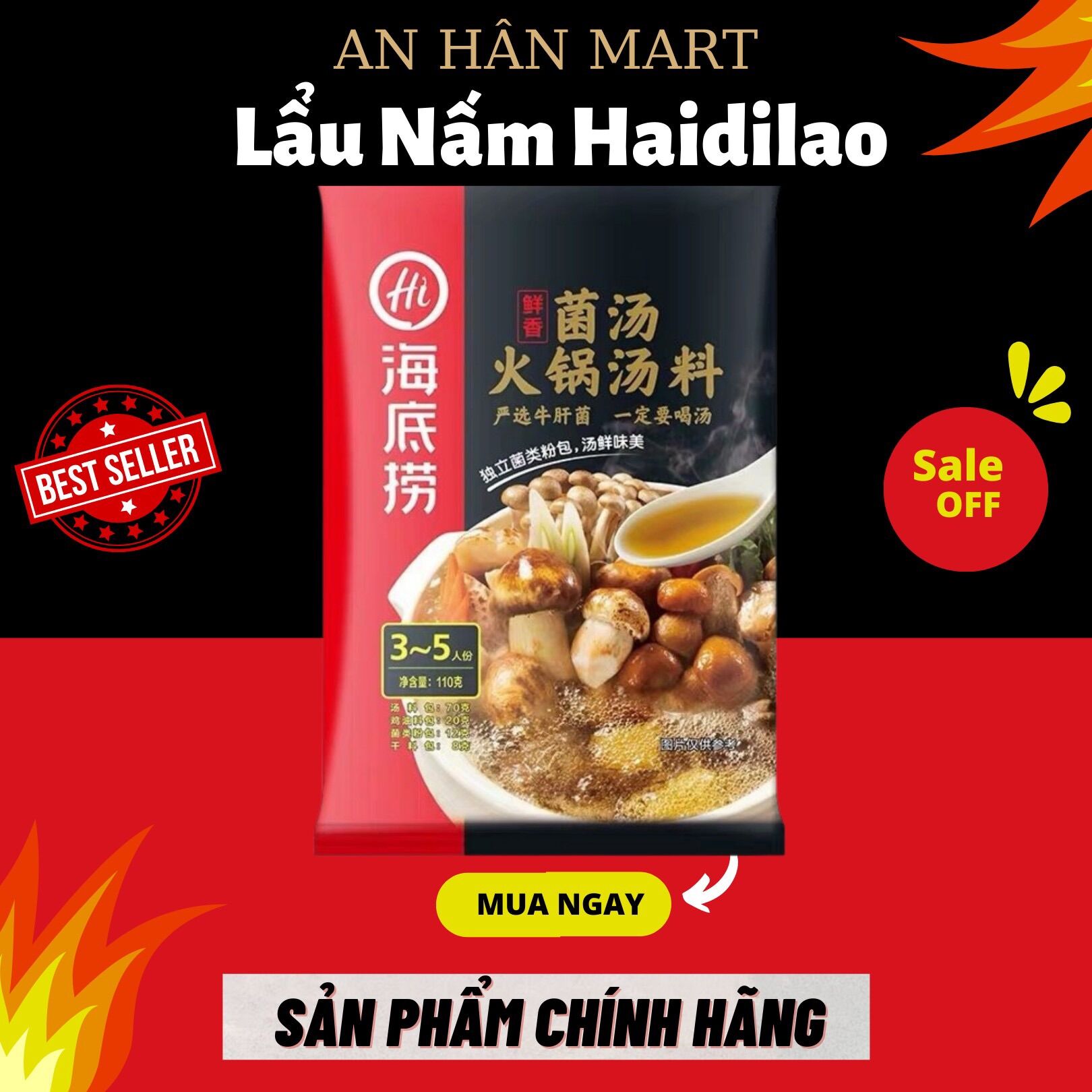 Gia vị lẩu nấm haidilao gói 200g