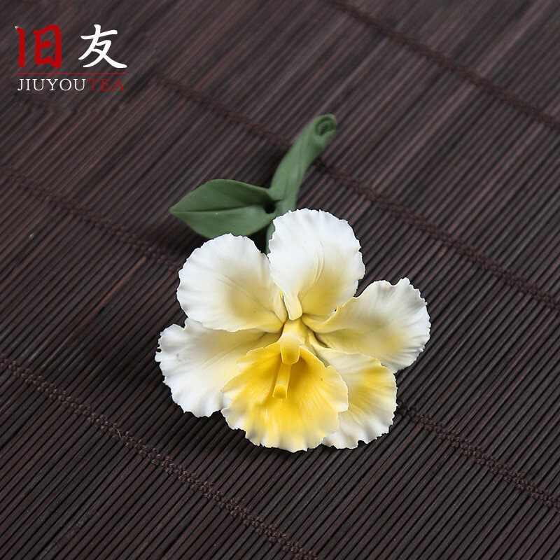 Đồ chơi trà gốm sứ hoa sen đồ trang trí hoa gốm sứ nhựa thủ công đồ trang trí hoa trà thiền gối trà bộ trà kung fu đồ chơi trà