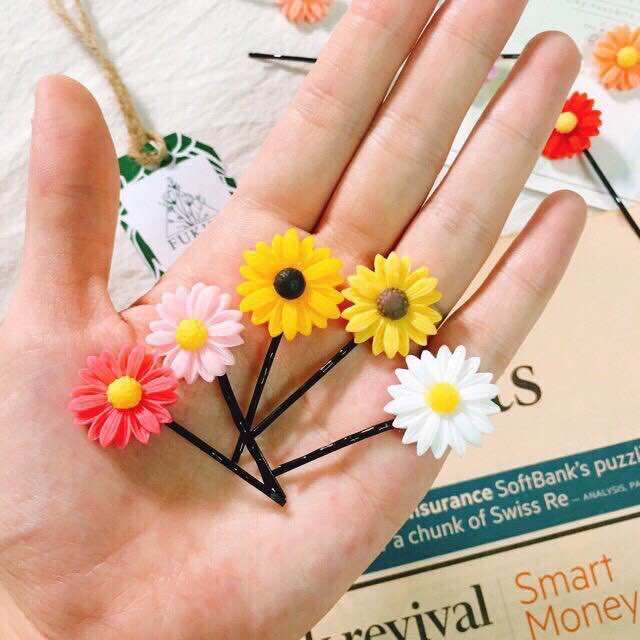 🌼🌼 Xả Kho_ 100 Kẹp Tóc (xẹt) Hoa Cúc Nhiều Màu, Dễ thương