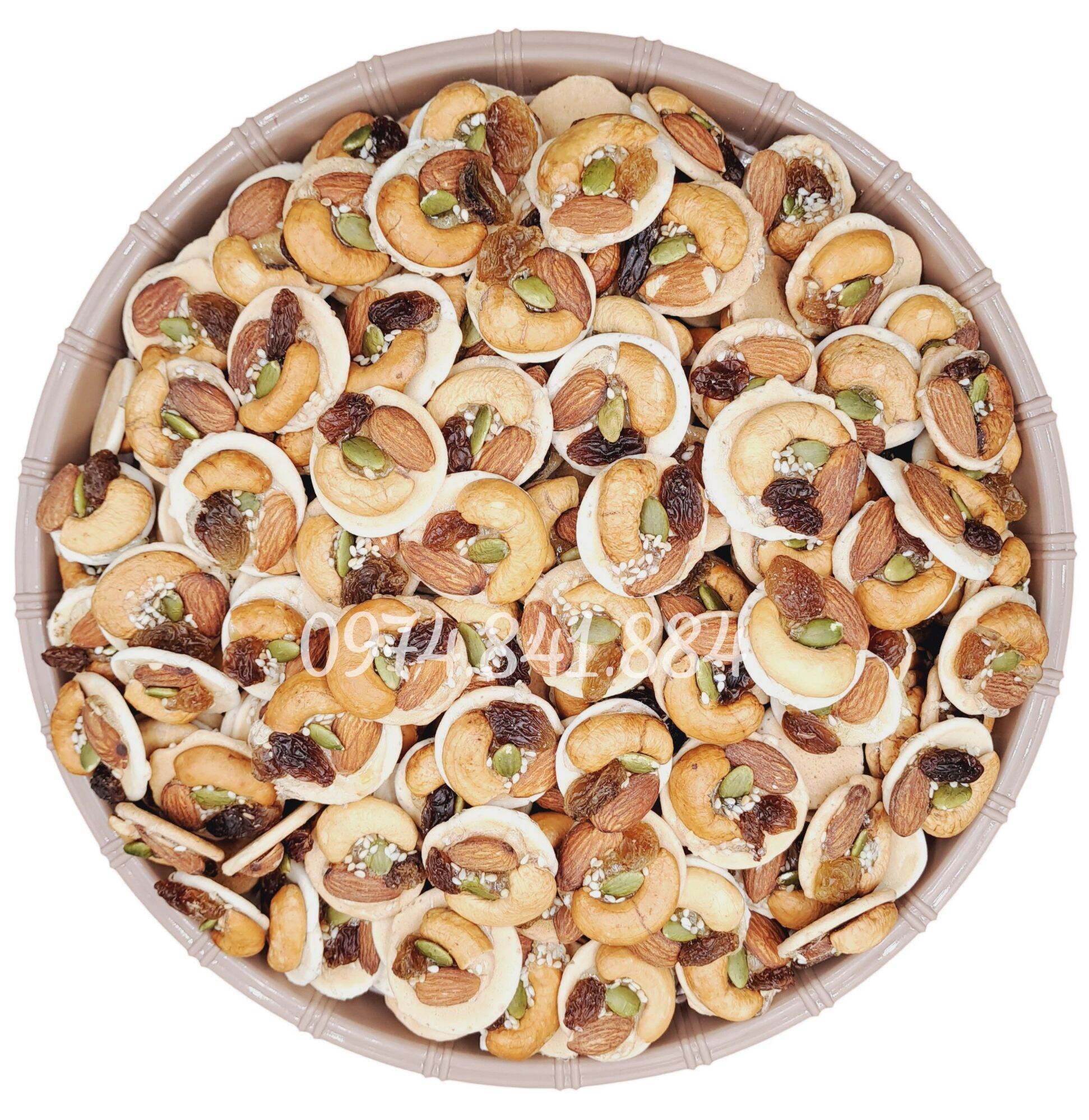200g bánh đồng tiền mix các loại hạt (hạt điều hạnh nhân nho mè)- đồ ăn vặt - bách hóa online uy tín