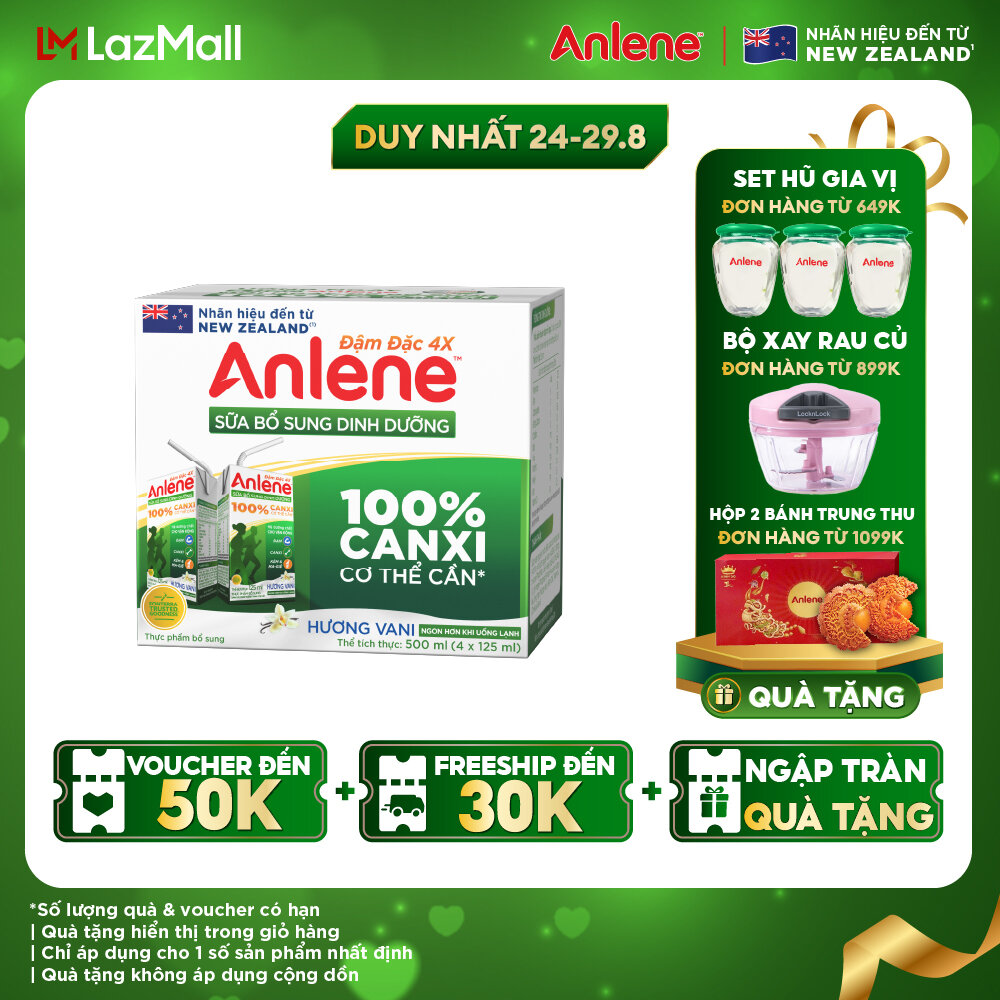 Lốc 4 hộp sữa nước Anlene đậm đặc vani 125ml x 4