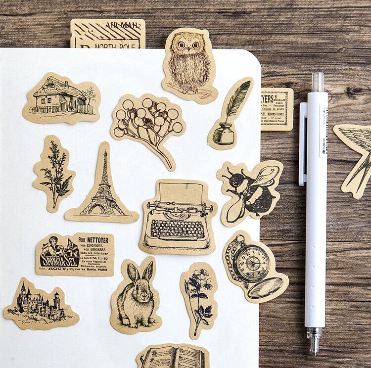 Hộp 45 Sticker Vintage dùng để trang trí sổ/ bullet journal