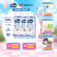 [0H 15.9 - 17.9 QUÀ TẶNG SLCH] Combo 3 tã quần cao cấp Moony Bé Trai XXL26 miếng - Nhập khẩu từ Nhật Bản