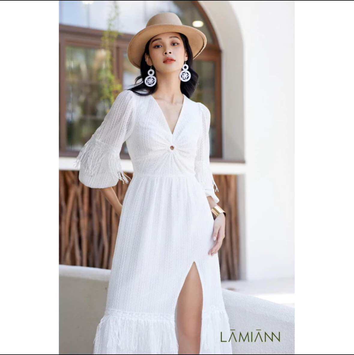 Đầm trắng Lamiann sz M new 99%