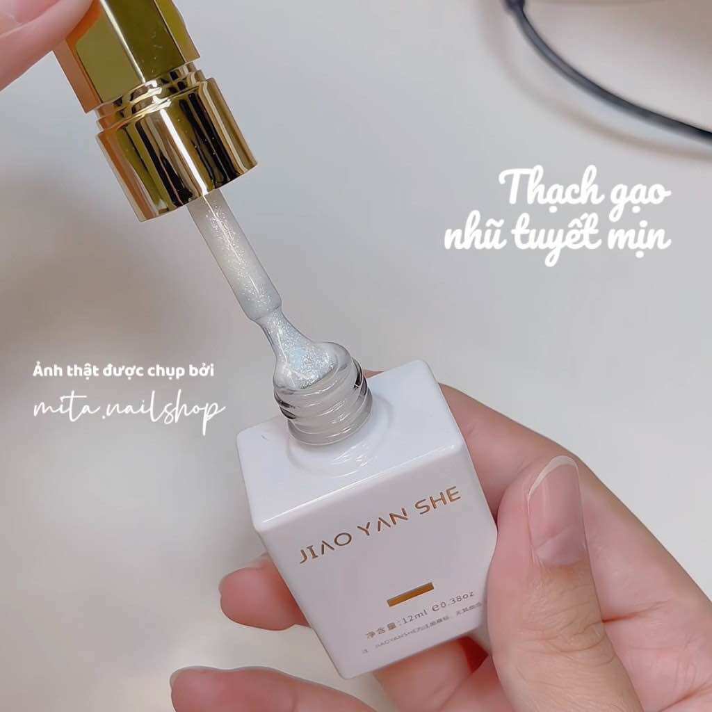Sơn gel Thạch Gạo Nhũ tuyết trắng mịn JIAO YAN SHE chai sơn 15ml chất sơn đậm đặc