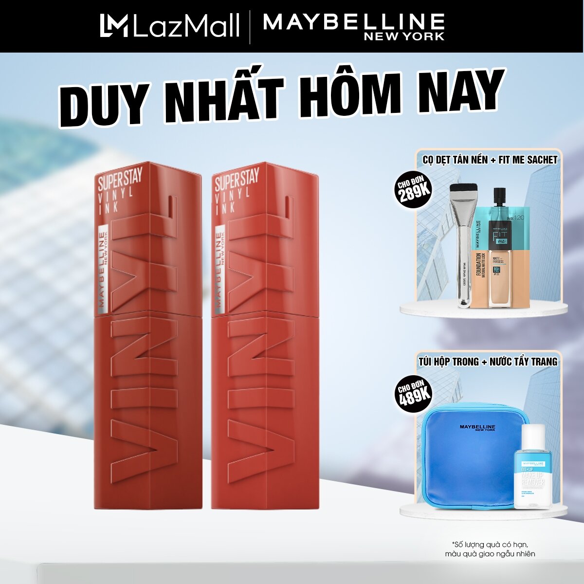 Bộ Đôi Son Bóng Bền Màu Nhẹ Môi Superstay Vinyl Ink Maybelline 4.2ml