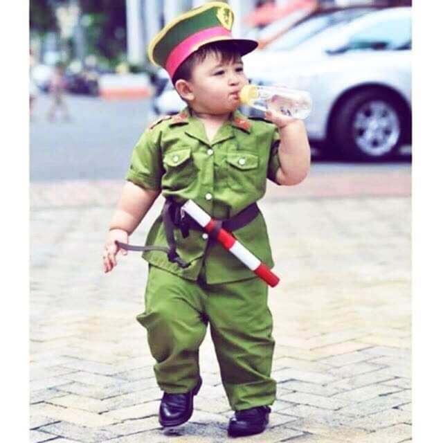 Đồ Hoá Trang Bộ Quần Áo CA Xanh Cho Bé