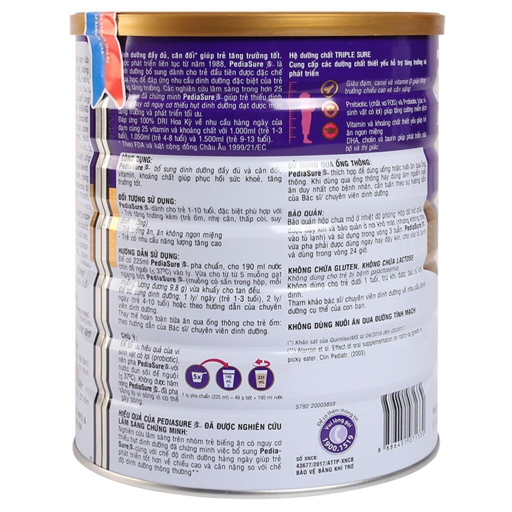 SỮA BỘT PEDIASURE LON 850G , 1kg6