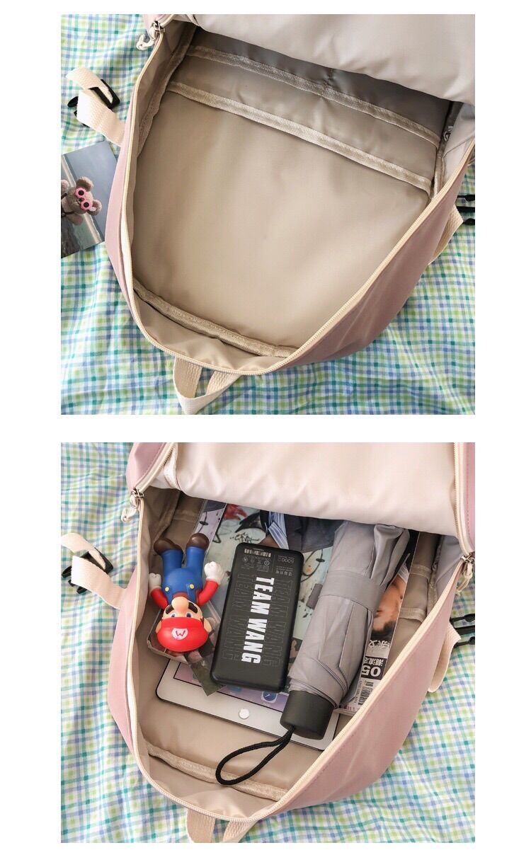 (Tặng gấu & sticker) Balo ulzzang chống nước Hàn Quốc vải đẹp