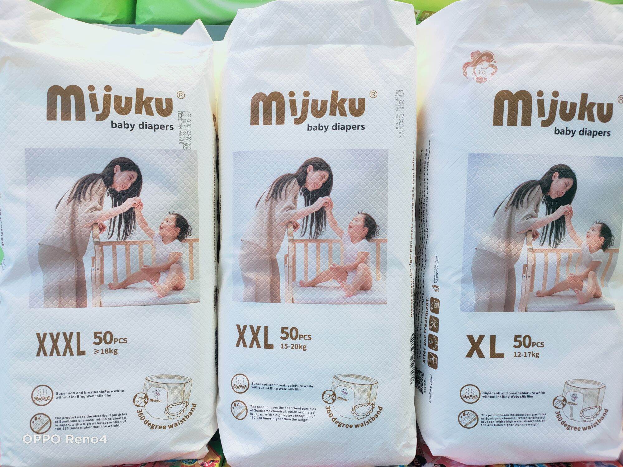 Bỉm quần mijuku xuất nhật đủ size m/l/xl/xxl/xxxl 50 miếng
