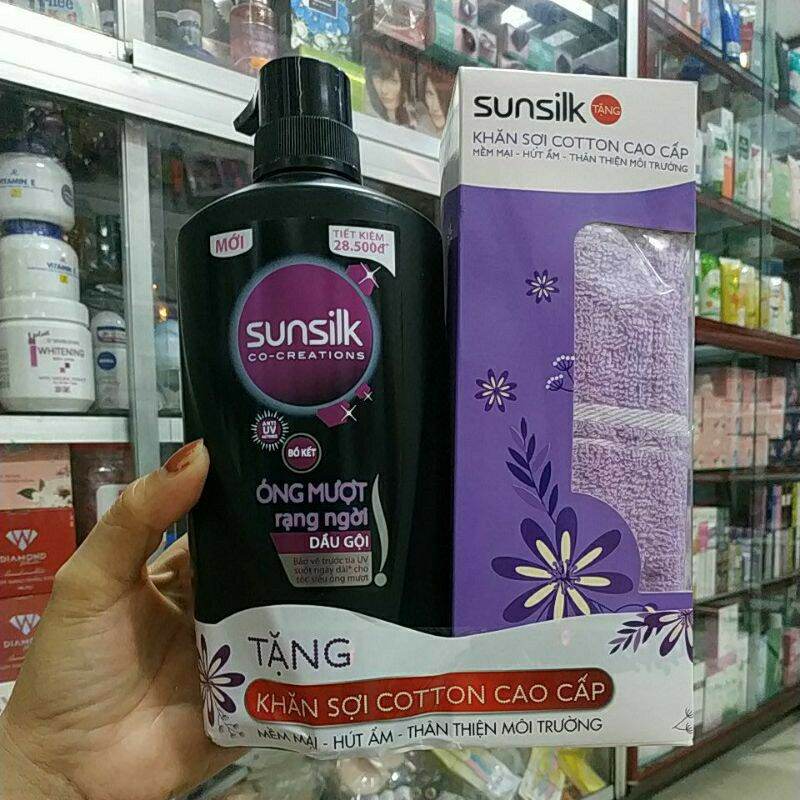 [Hcm]Dầu Gội Chống Uv"Sunsilk Óng Mượt Rạng Ngời 650Gr"Tặng Khăn Tắm Mềm Mịn