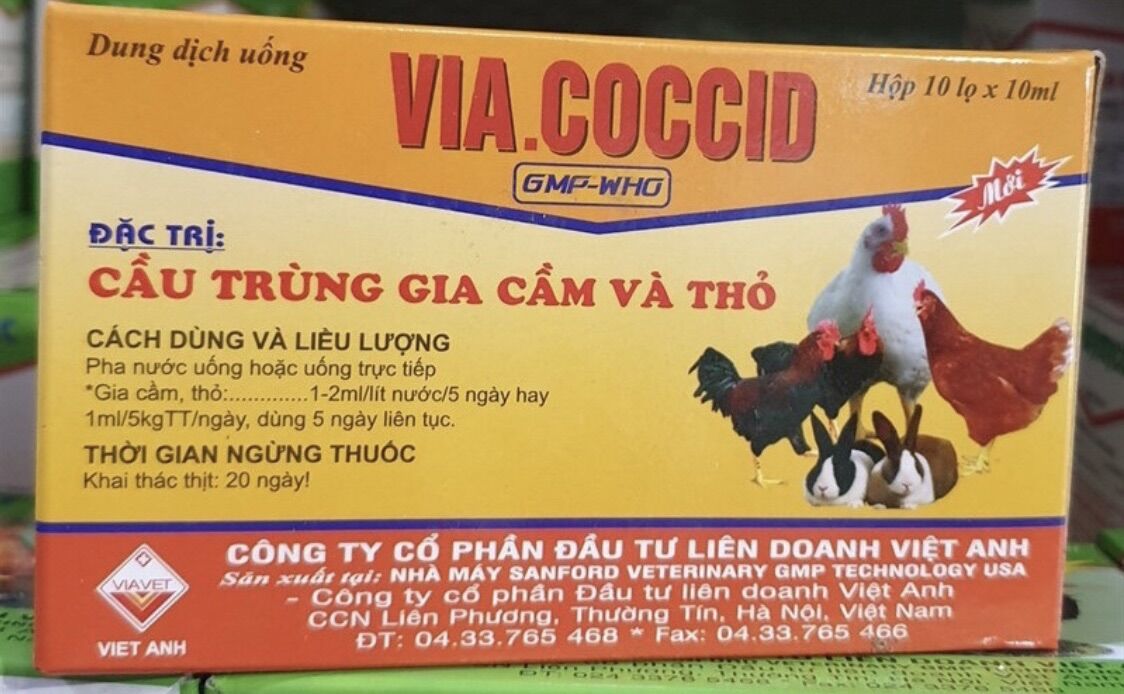 1 chai 10 ml cầu trùng ỉa ra máu dùng cho gà và thỏ.