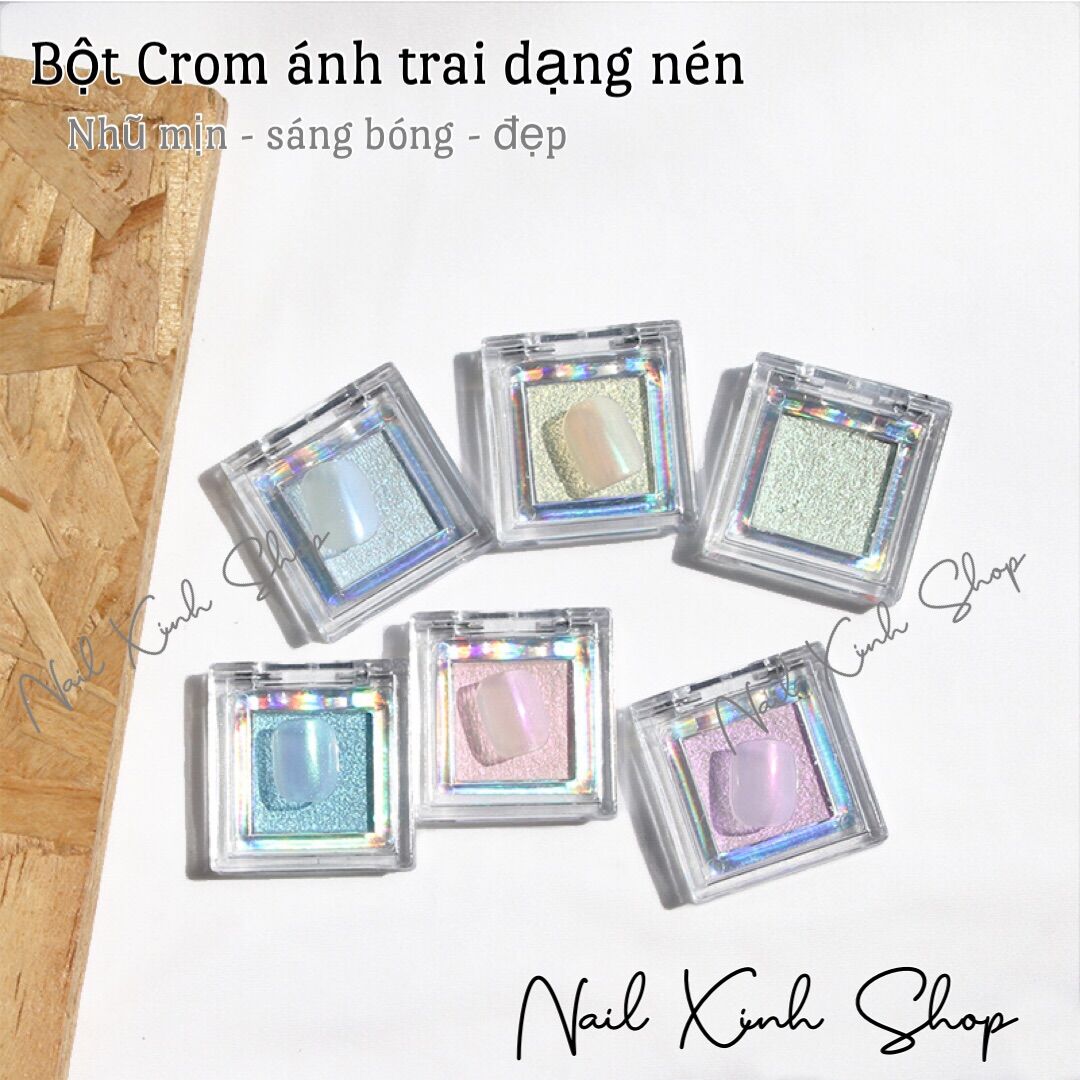 [HCM]Bột crom đắp móng crom ánh đủ màu ngọc trai hiệu ứng tráng gương sáng bóng phụ kiện nail hot 2020 ( tặng kèm cọ )