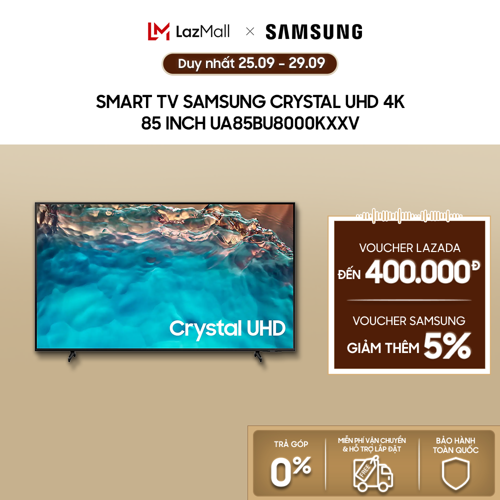 Smart tv samsung crystal uhd 4k 85 inch ua85bu8000kxxv