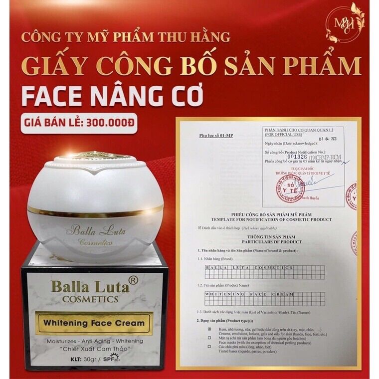 Kem face nâng cơ balla luta 30gr