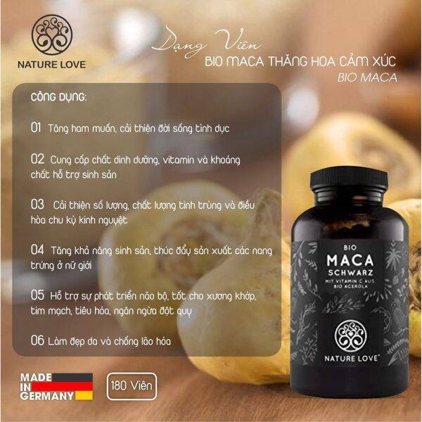 Viên nang nature love bio maca schwarz, 180 viên, thăng hoa cảm xúc