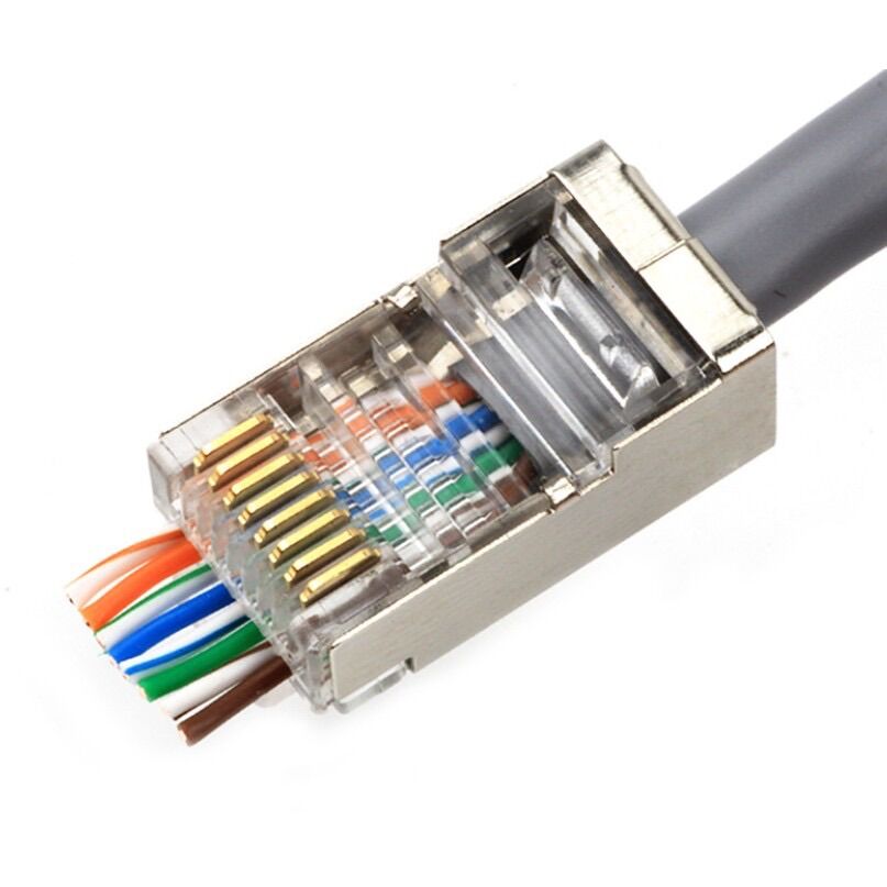 100 Hạt mạng Xuyên thấu loại cao cấp có lớp kim loại bảo vệ ( chống nhiễu ) giành cho cat5 cat6,..