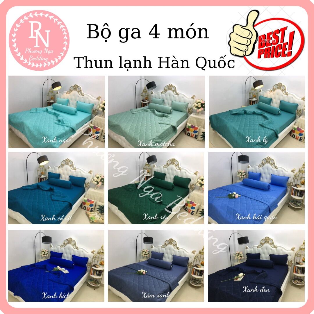 Bộ ga 4 món thun lạnh Hàn Quốc trơn 1 màu đủ kích thước