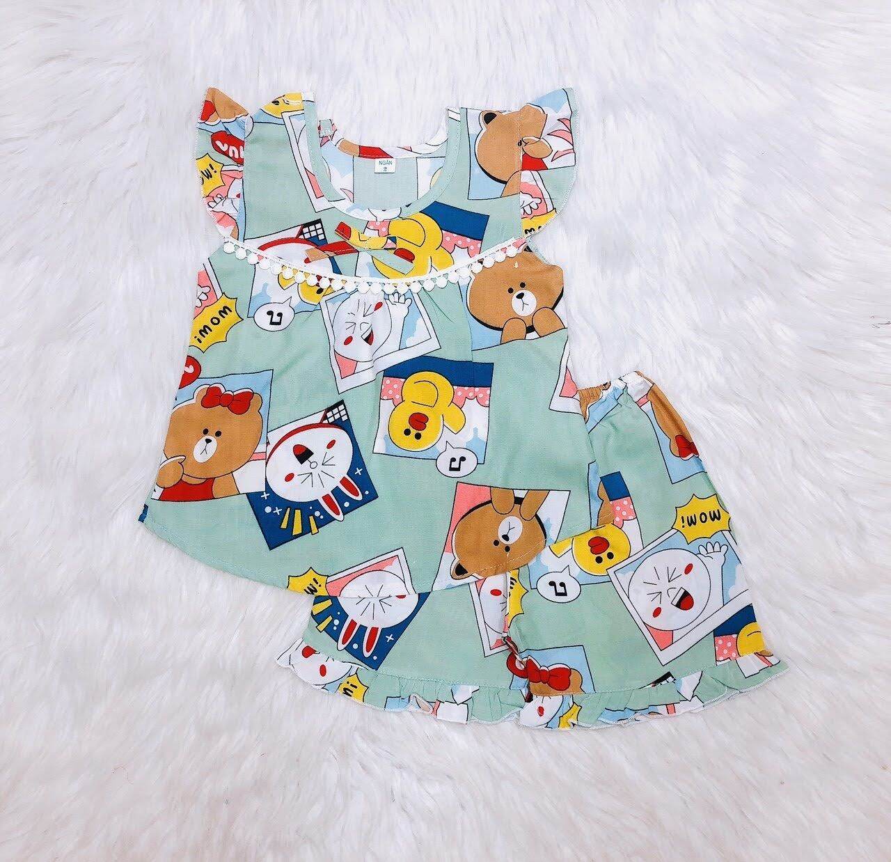 Đồ bộ bé gái, chất tole lanh mềm mịn mát size 10
