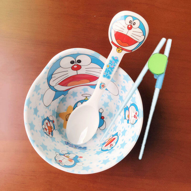 Bộ Đồ Ăn Melamine Cho Trẻ Em Em Bé Tấm Chia Hoạt Hình Wan Wan队 Bát Ăn Đũa Hộ Gia Đình Bền Đẹp Chống Rơi Hút
