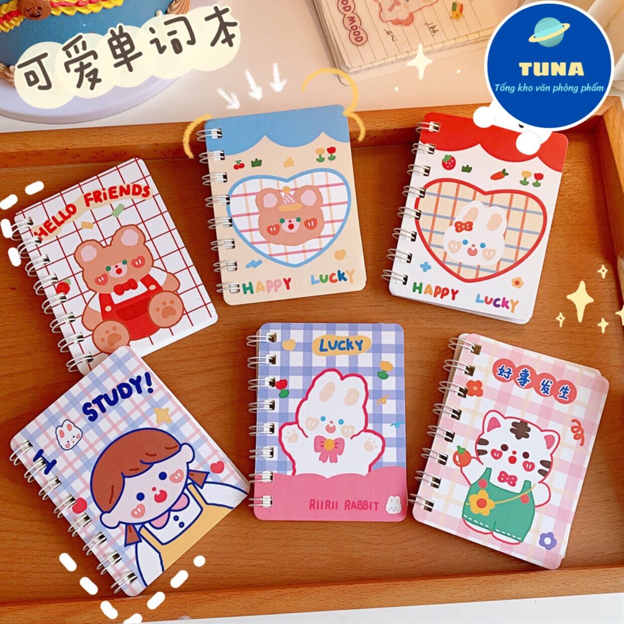 Sổ lò xo A7 80 trang nhiều mẫu đáng yêu