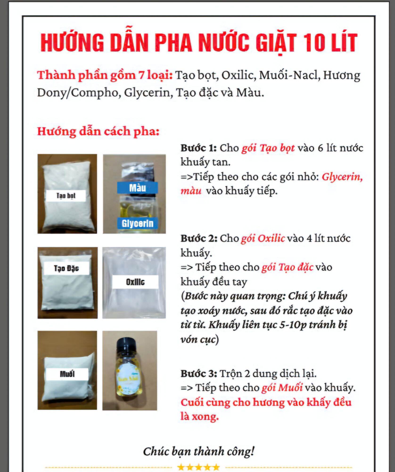 Set Bột Pha Nước Giặt 10 Lít, Tự Pha Tại Nhà