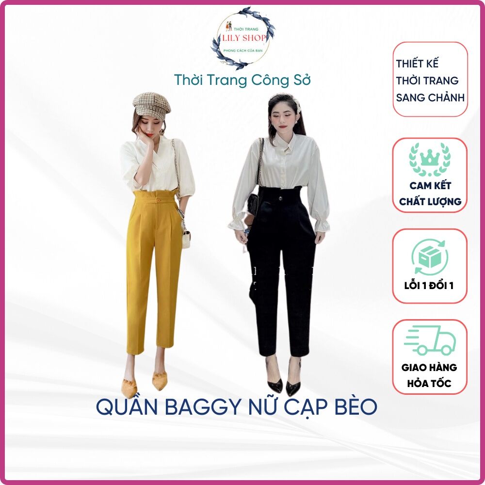 Quần baggy nữ cạp bèo lưng cao