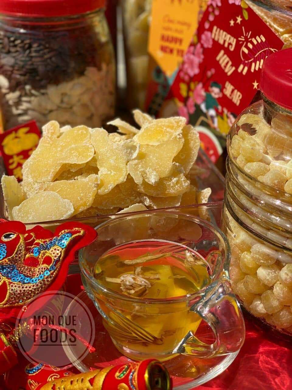 Mứt gừng miếng  Bến Tre 500g (Mứt gừng lát nhà làm không tẩy trắng)