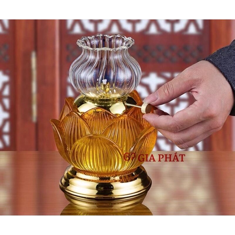 ĐÈN DẦU THỜ HOA SEN