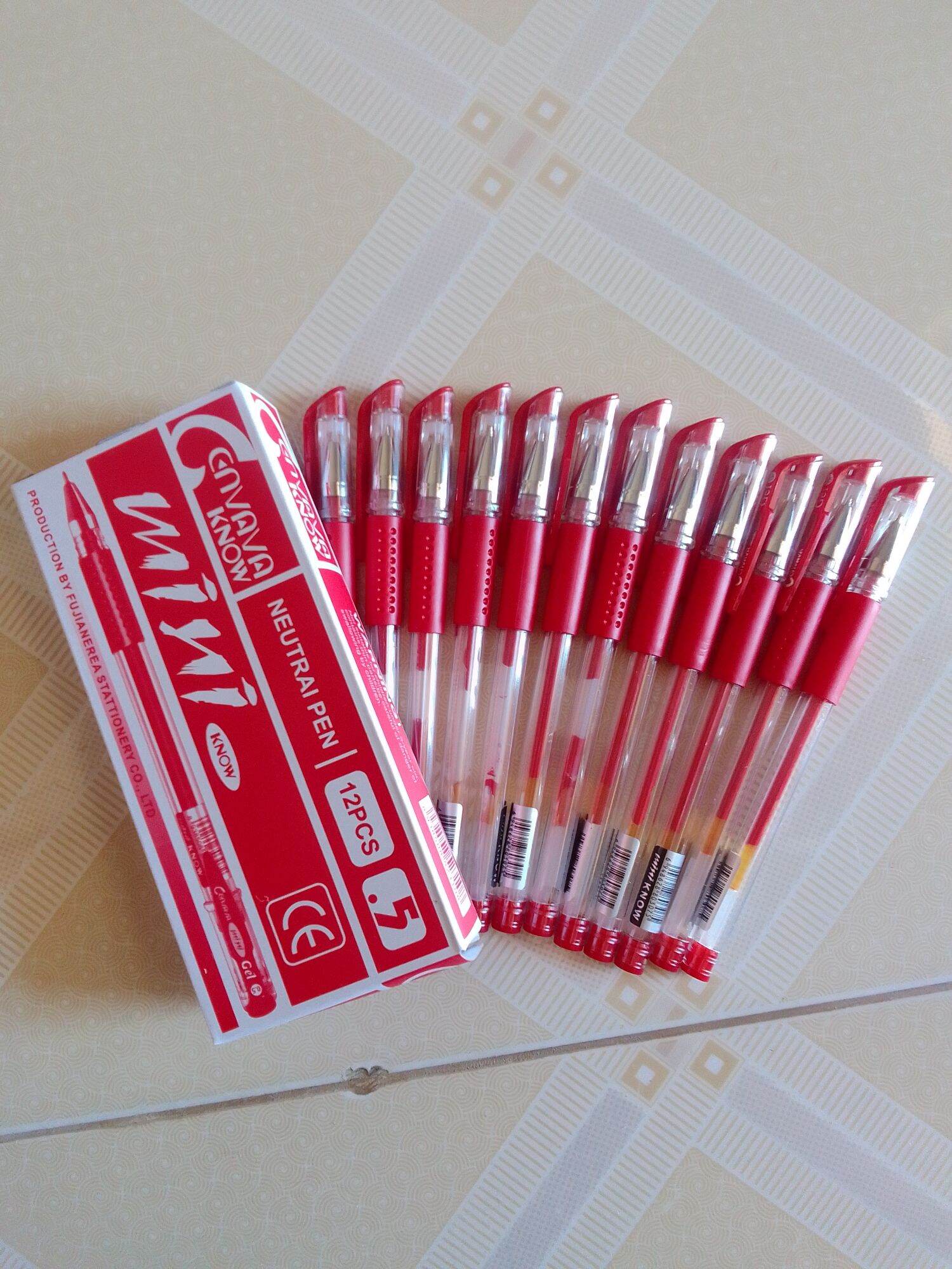 Hộp 12 bút mực gel Cenvava Mini Know xanh đỏ đen