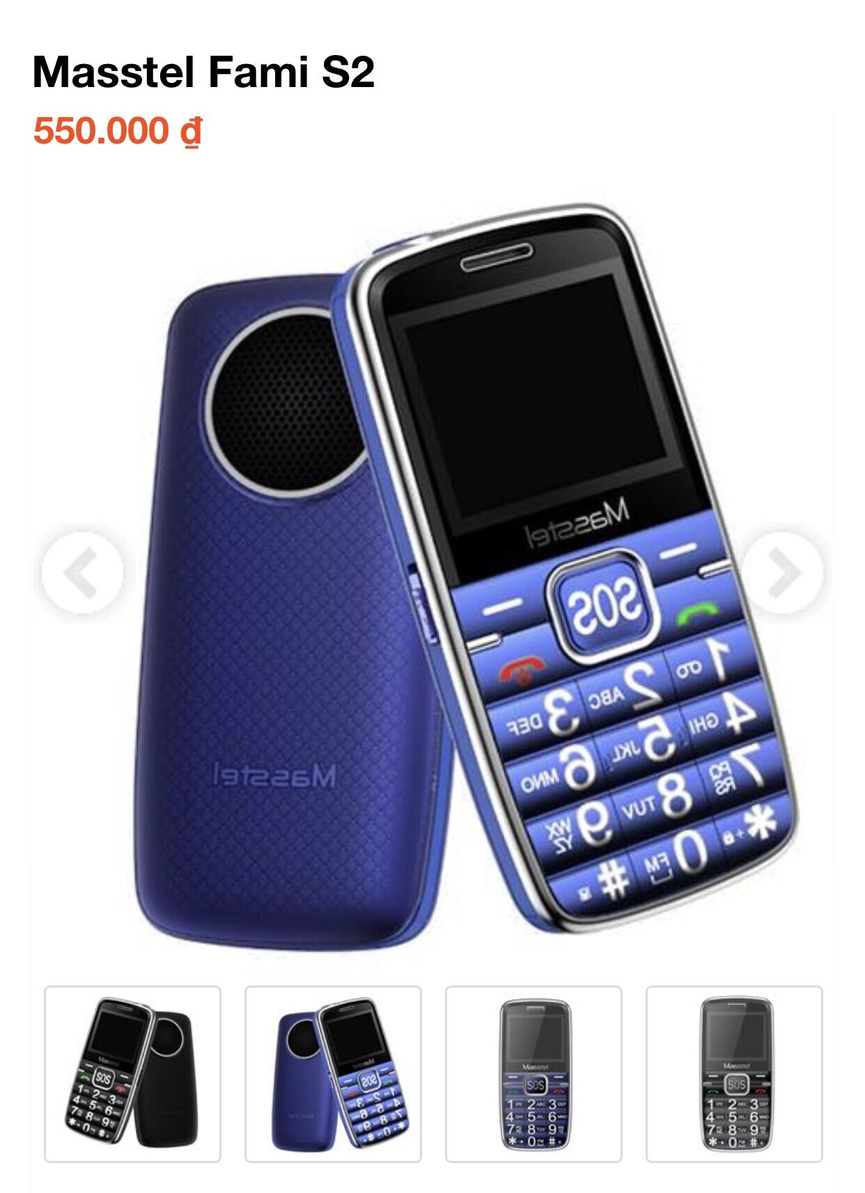 Điện thoại người già Masstel Fami S2. (Hàng chính hãng) chuông to chữ to .Bảo hành 12 tháng
