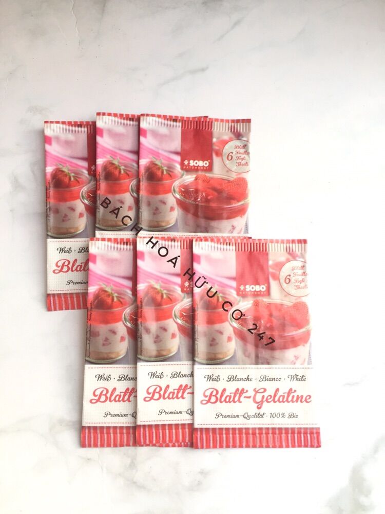 [Set 2 gói] Gelatin hữu cơ dạng lá Sobo 10g (6 lá)