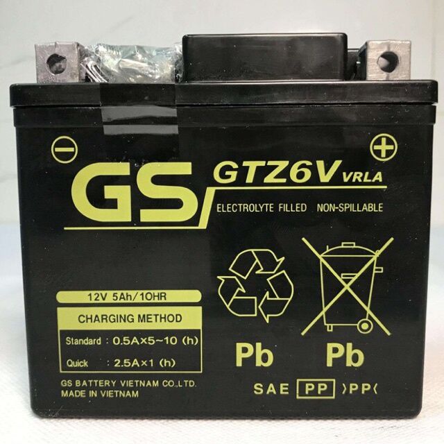 Ắc quy khô GS-GTZ6V chính hãng.lắp xe Lead 125 , SH 125 , SH Mode.ab
