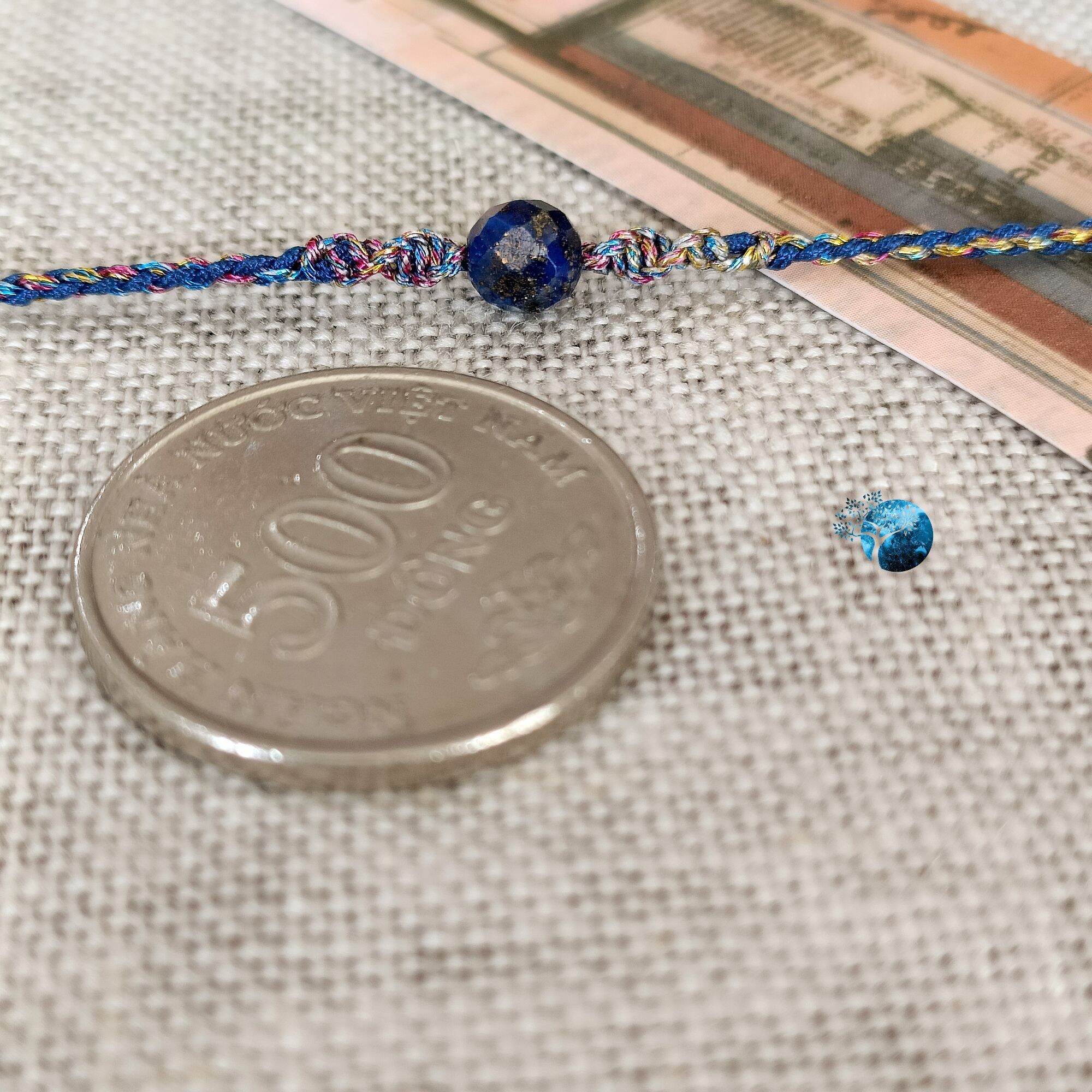 Vòng tay tết dây đá lapis lazuli