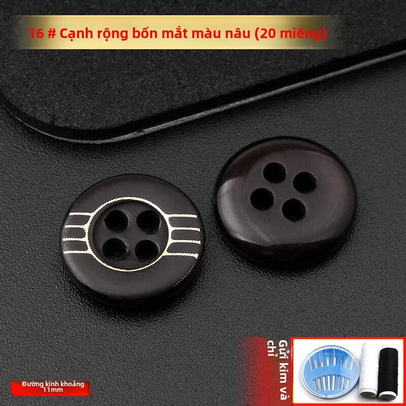 Nút Nhựa Tròn Bốn Mắt Trang Trí Cho Áo Sơ Mi Nam Nữ Màu Trắng Đen Đa Năng Nút Thắt DIY Vật Dụng Thủ 