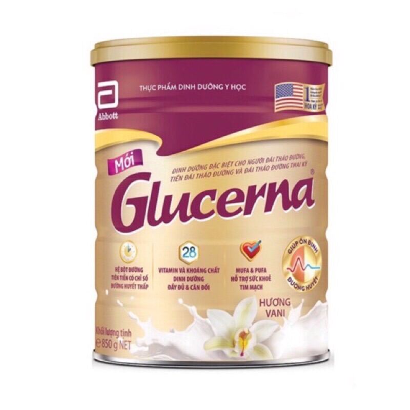 Sữa bột Glucerna dành cho người tiểu đường 850g hương vani , lúa mạch