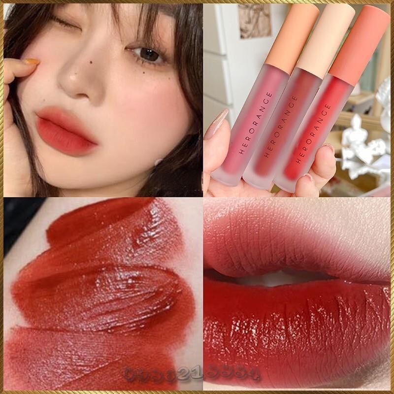 [Hoàn tiền 20%] Set 3 cây son kem lì Herorange Fluffy Lip Glaze trang điểm môi HFL2