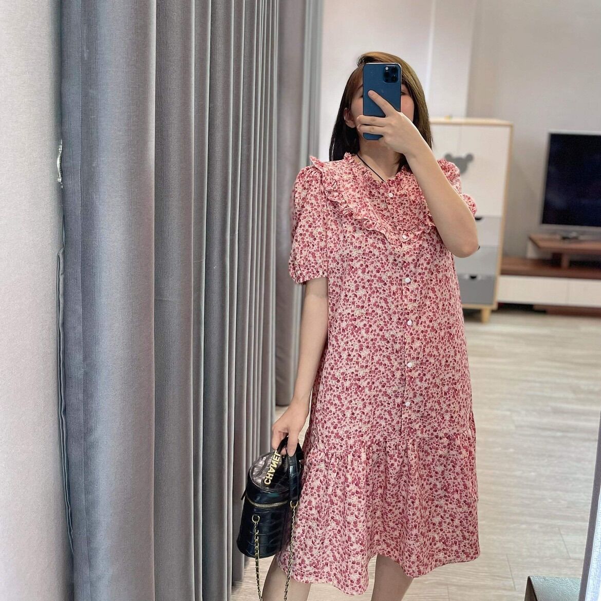 Đầm bầu cổ tàu sơ mi thời trang