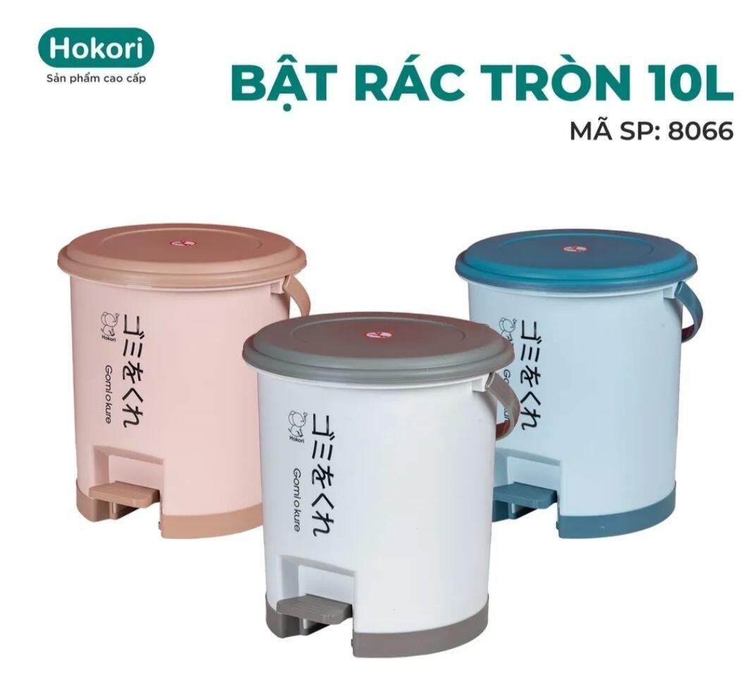 Thùng đựng Rác gia đình Đạp Chân Nắp Tròn Cao Cấp hokori, 5 lit, 10 litThùng Đựng Rác Văn Phòng, Gia Đình